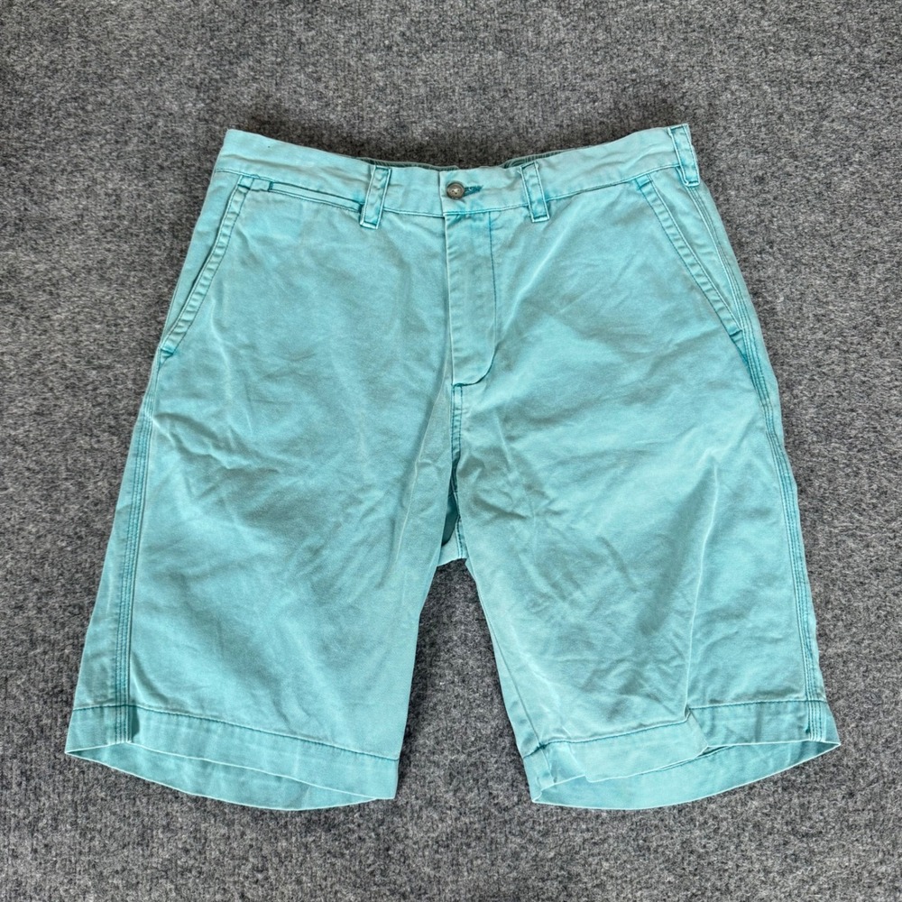 Tori Richard Mens Chino Shorts 30 Aqua Cotton Flat Front Hawaiian Resort Golf